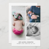 ベビー写真コラージュ誕生のお知らせエレガント 案内状 (正面/裏面)