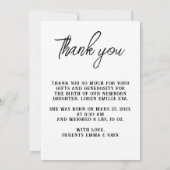 ベビー写真サンキュースクリプトハート誕生 案内状 (裏面)