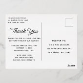 ベビー写真サンキュースクリプトモダン誕生 箔招待状ポストカード (裏面)