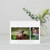 ベビー写真サンキュースクリプトモダン誕生 箔招待状ポストカード (立ち正面)