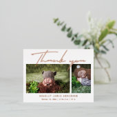 ベビー写真サンキュースクリプトモダン誕生 箔招待状ポストカード (立ち正面)