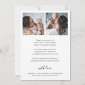 ベビー写真シンプル歓迎タイポグラフィ誕生 案内状 (裏面)