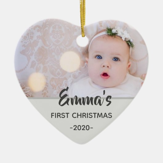 ベビー写真パーソナライズされたクリスマスオーナメント セラミックオーナメント (正面)