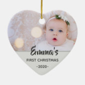 ベビー写真パーソナライズされたクリスマスオーナメント セラミックオーナメント (裏面)