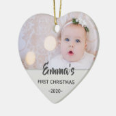 ベビー写真パーソナライズされたクリスマスオーナメント セラミックオーナメント (左)
