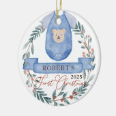 ベビー写真パーソナライズされたベビー第1回クリスマス セラミックオーナメント (左)