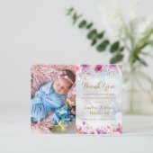 ベビー写真フローラ冬の雪ありがとう誕生 案内ポストカード (スタンド正面)