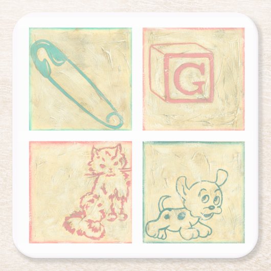 ベビー写真ブロックズバイチャリラザリス スクエアペーパーコースター (正面)