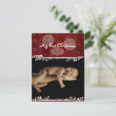 ベビー写真ホワイトオーナメントMy 1st Christmas シーズンカード (スタンド正面)