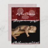 ベビー写真ホワイトオーナメントMy 1st Christmas シーズンカード (正面/裏面)