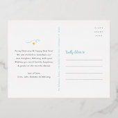 ベビー写真マイ初めてのクリスマスアクアブルー実在金ゴールド 箔シーズンポストカード (裏面)