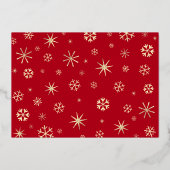 ベビー写真マイ初めてのクリスマス雪片実在金ゴールド 箔シーズンカード (裏面)