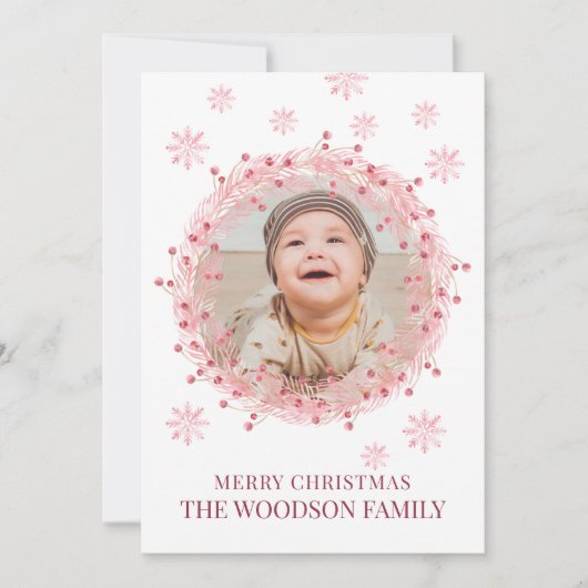 ベビー写真メリークリスマスグリーティングカード (正面)