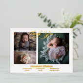 ベビー写真モダンの誕生発表 箔招待状 (立ち正面)