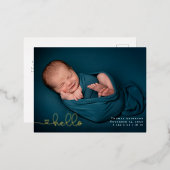 ベビー写真モダンハート書道誕生 箔シーズンポストカード (正面/裏面)