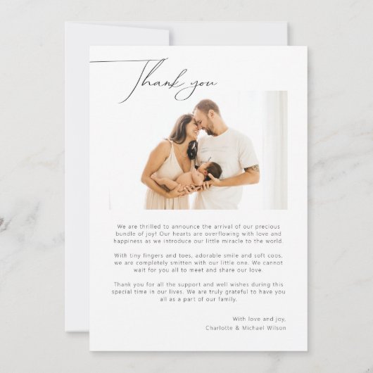 ベビー写真モダンミニマル新生児発表 案内状 (裏面)