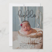 ベビー写真モダン書道エレガント誕生 案内状 (正面)