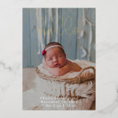 ベビー写真モダン書道エレガント誕生 箔シーズンカード (正面)