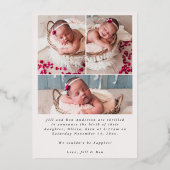 ベビー写真モダン書道エレガント誕生 箔シーズンカード (裏面)