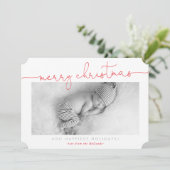 ベビー写真モダン書道メリークリスマスレッド シーズンカード (スタンド正面)