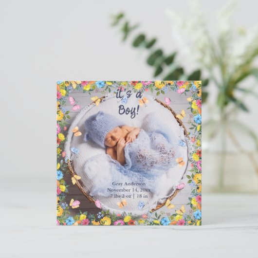 ベビー写真モダン発お洒落生発表 招待状 (スタンド正面)