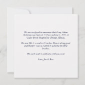 ベビー写真モダン発エレガント生発表 招待状 (裏面)