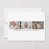 ベビー写真モダン誕生3写真 案内状 (裏面)