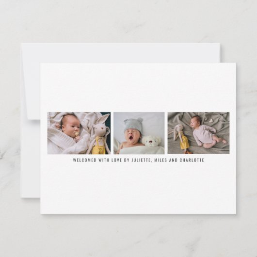 ベビー写真モダン誕生3写真 案内状 (裏面)