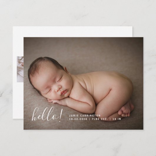 ベビー写真モダン誕生3写真 案内状 (正面/裏面)
