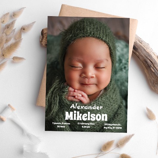 ベビー写真モダン誕生 案内状