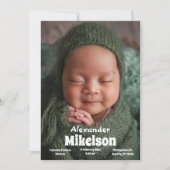 ベビー写真モダン誕生 案内状 (正面)