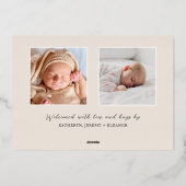 ベビー写真モダン銀箔の誕生発表 箔招待状 (裏面)