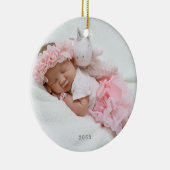 ベビー写真名クリスマス飾り誕生の日付 セラミックオーナメント (右)