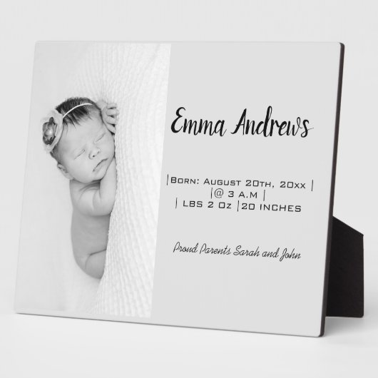 ベビー写真名誕生パーソナライズされた  フォトプラーク (側面)