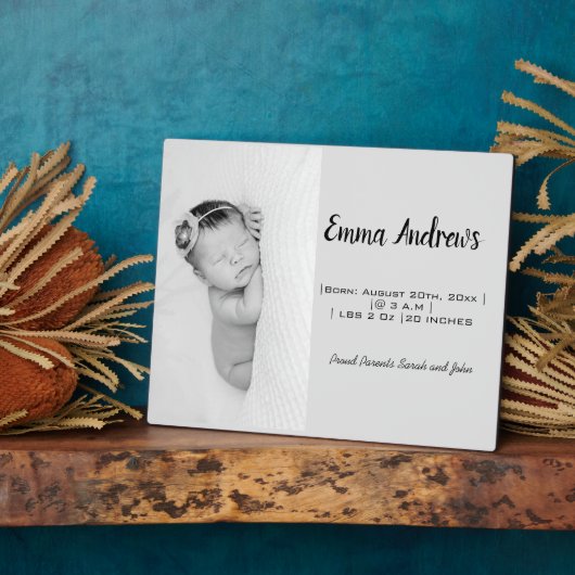 ベビー写真名誕生パーソナライズされた  フォトプラーク (側面)