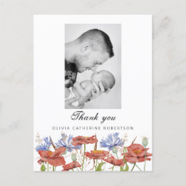 ベビー写真感謝していYou wildflower birth announcement ポストカード