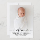 ベビー写真書道モノクロ誕生 案内状 (正面)