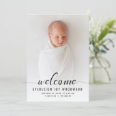 ベビー写真書道モノクロ誕生 案内状 (スタンド正面)