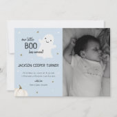 ベビー写真生まれたばかりの秋誕生発表 案内状 (正面)