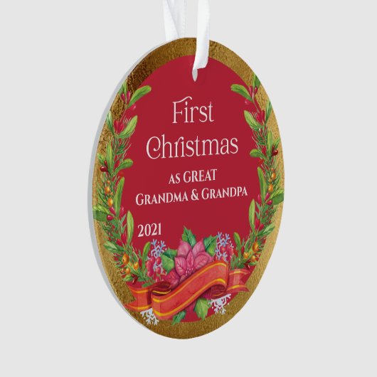 ベビー写真素晴らしの祖父初めてのクリスマス オーナメント (正面)