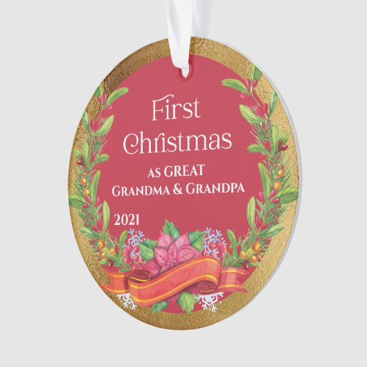ベビー写真素晴らしの祖父初めてのクリスマス オーナメント (正面)