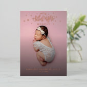 ベビー写真誕生発表バラ金箔 箔シーズンカード (立ち正面)