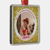 ベビー写真1stクリスマスを祖父母としてゴールデン メタルオーナメント (右)
