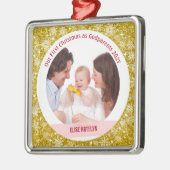ベビー写真1stクリスマスゴッドペアレントゴールデン メタルオーナメント (左)