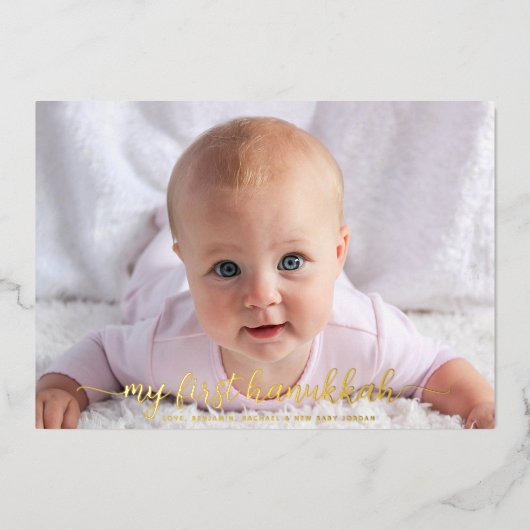 ベビー写真1stハヌカー星デビッ実在ド金ゴールド 箔シーズンカード (正面)