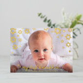 ベビー写真1stハヌカー星デビッ実在ド金ゴールド 箔シーズンカード (立ち正面)