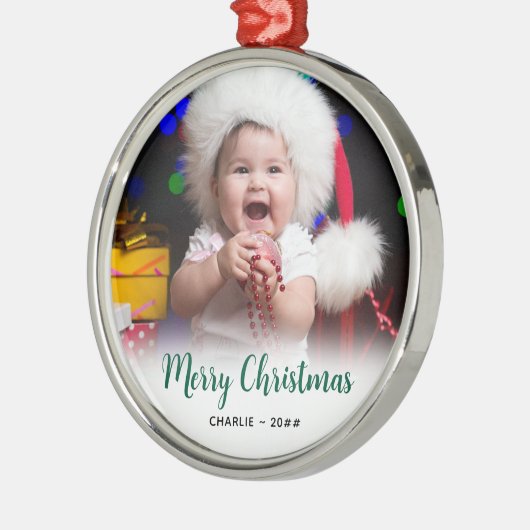 ベビー写真 | 文字クリスマス記念 メタルオーナメント (左)