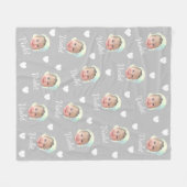 ベビー写真、書道パーソナライズされたの繰り返し名 フリースブランケット (正面(横))