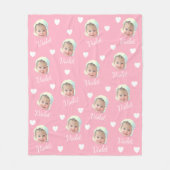 ベビー写真、書道パーソナライズされたの繰り返し名 フリースブランケット (正面)