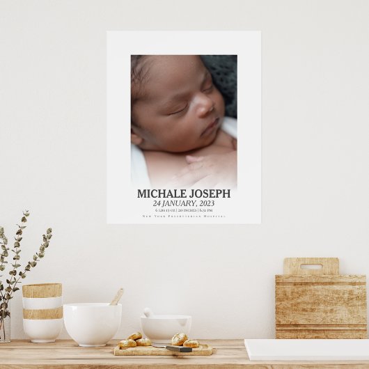 ベビー写真（統計あり） |ポストした生まれ日 ポスター (キッチン)